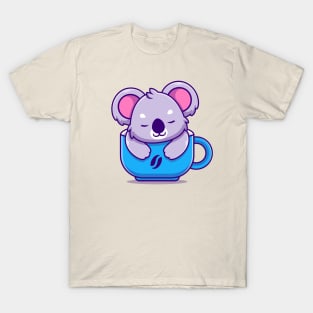 Cute Koala Sleeping In The Cup Coffee T-Shirt